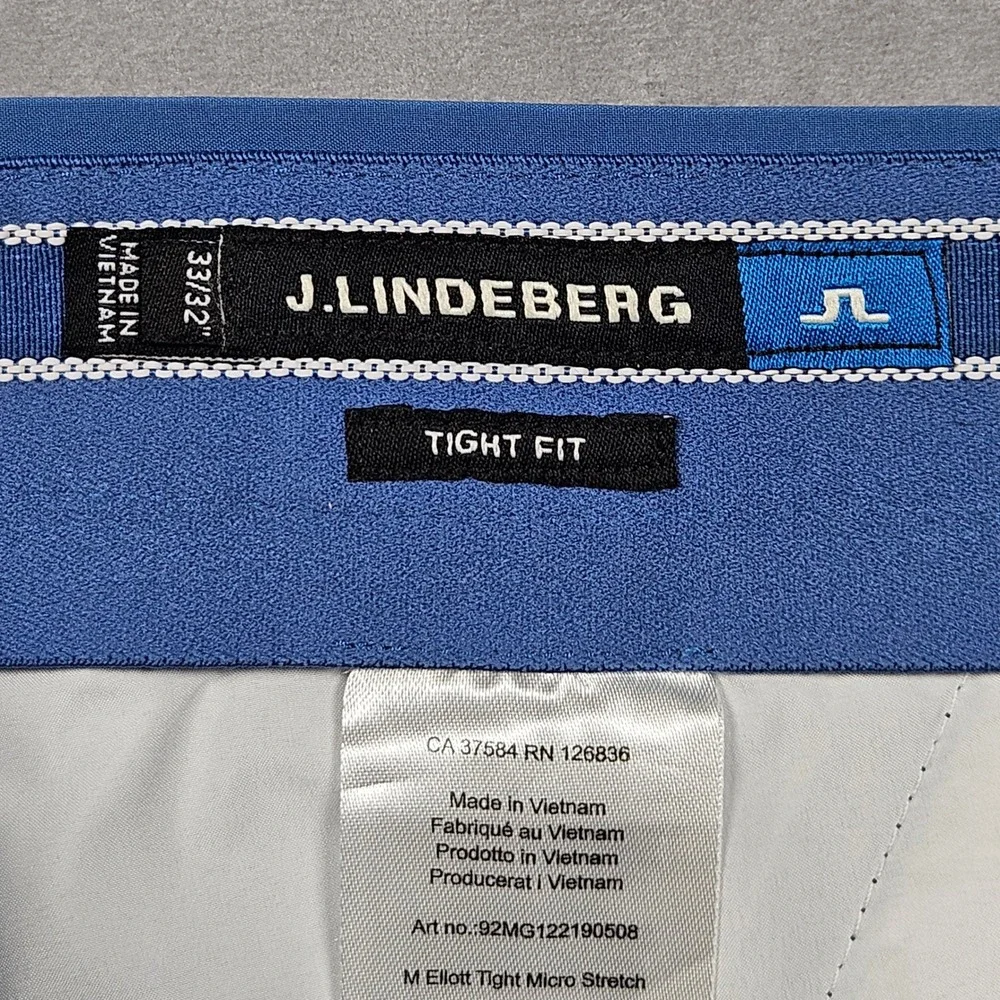 J.Lindeberg Golf Pants Mens 33/32 Blue Ellott Tight Micro Stretch Trousers